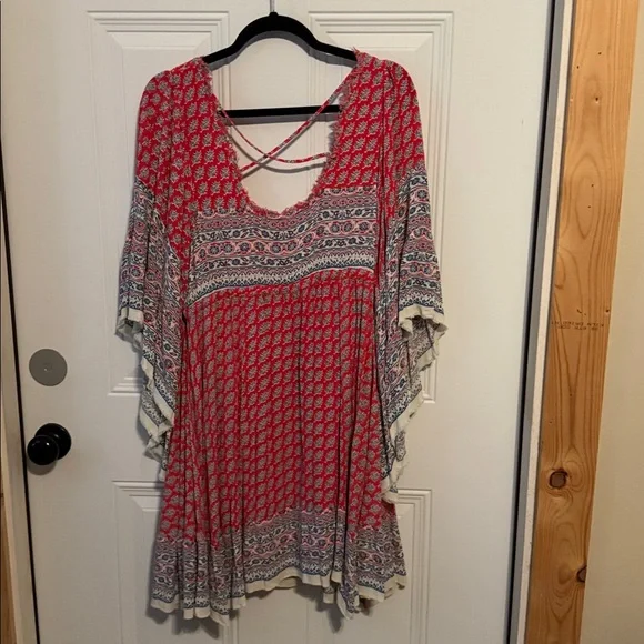 Free People Red, Blue and Cream Patterned Tunic/dress - Picture 3 of 5